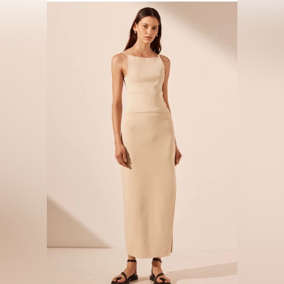 Shona Joy BASIC HIGH NECK TOP - BONE, XS - Picture 1 of 4